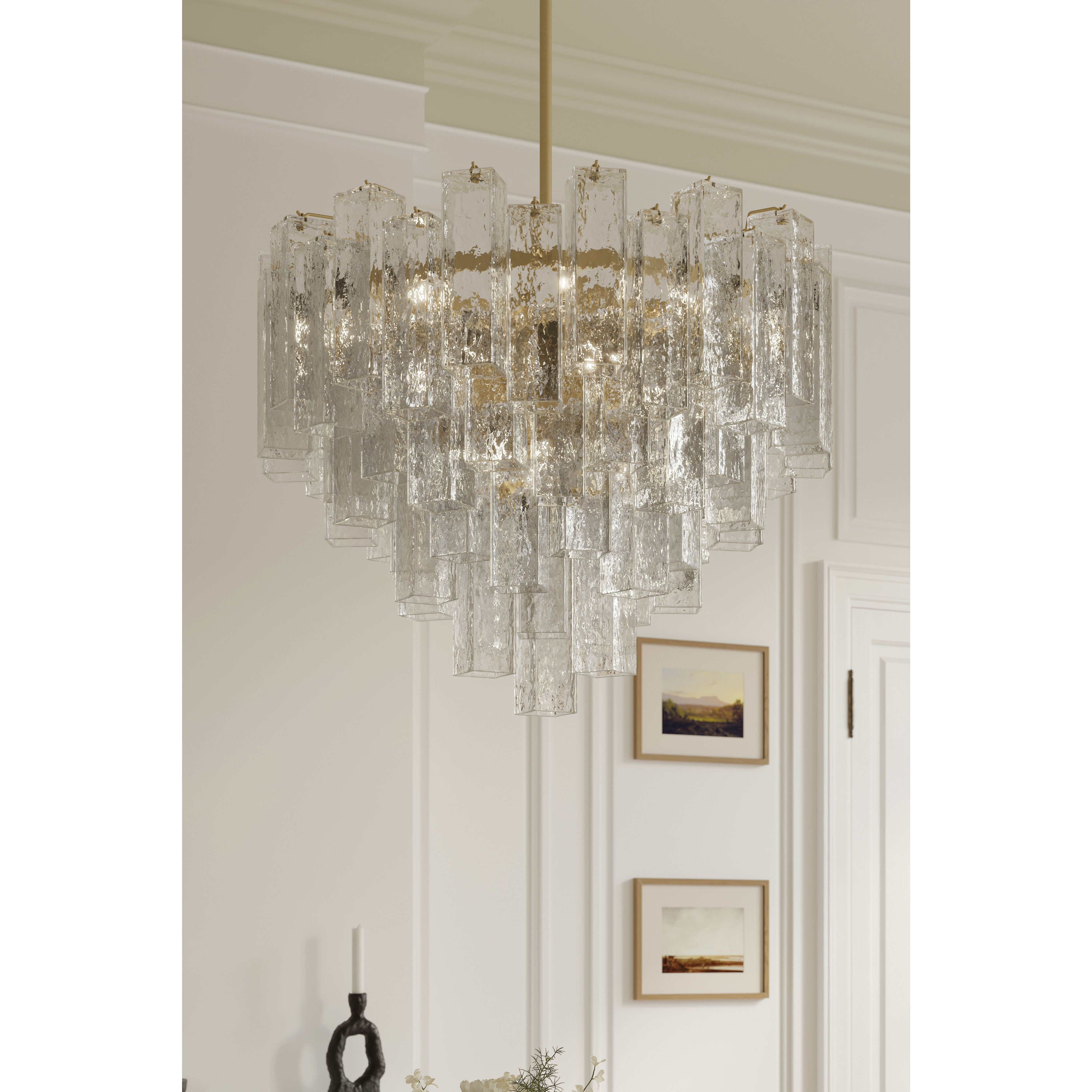 Torvento 15 Light 32.75 inch Legacy Brass Pendant Ceiling Light in Clear Handmade Glass