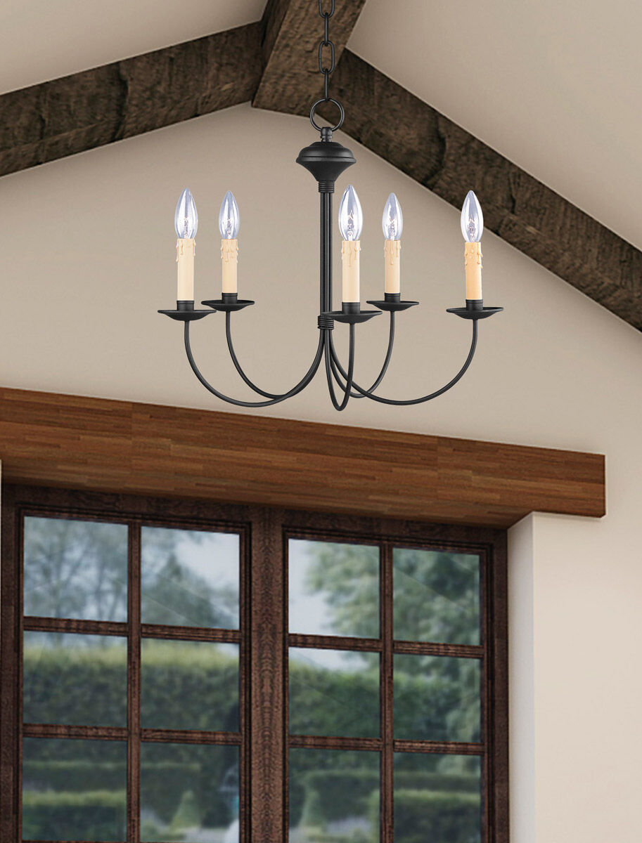 Heritage 5 Light 20 inch Black Chandelier Ceiling Light