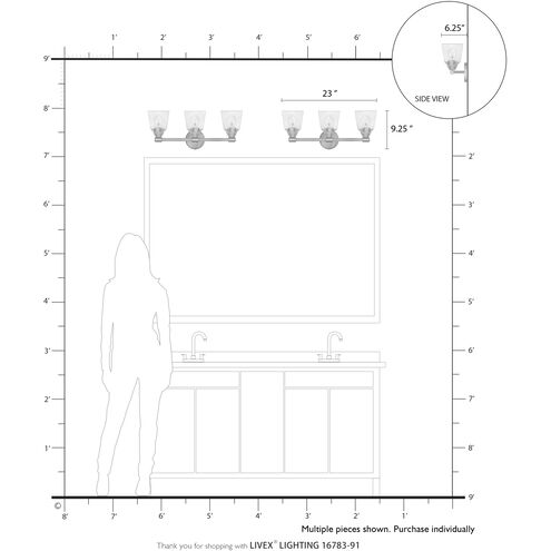 Catania 3 Light 23 inch Brushed Nickel Vanity Sconce Wall Light