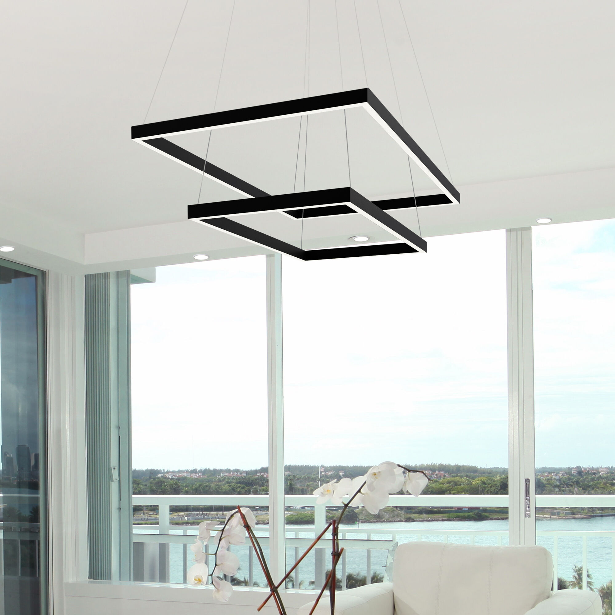 Atria Duo 17.25 inch Black Chandelier Ceiling Light
