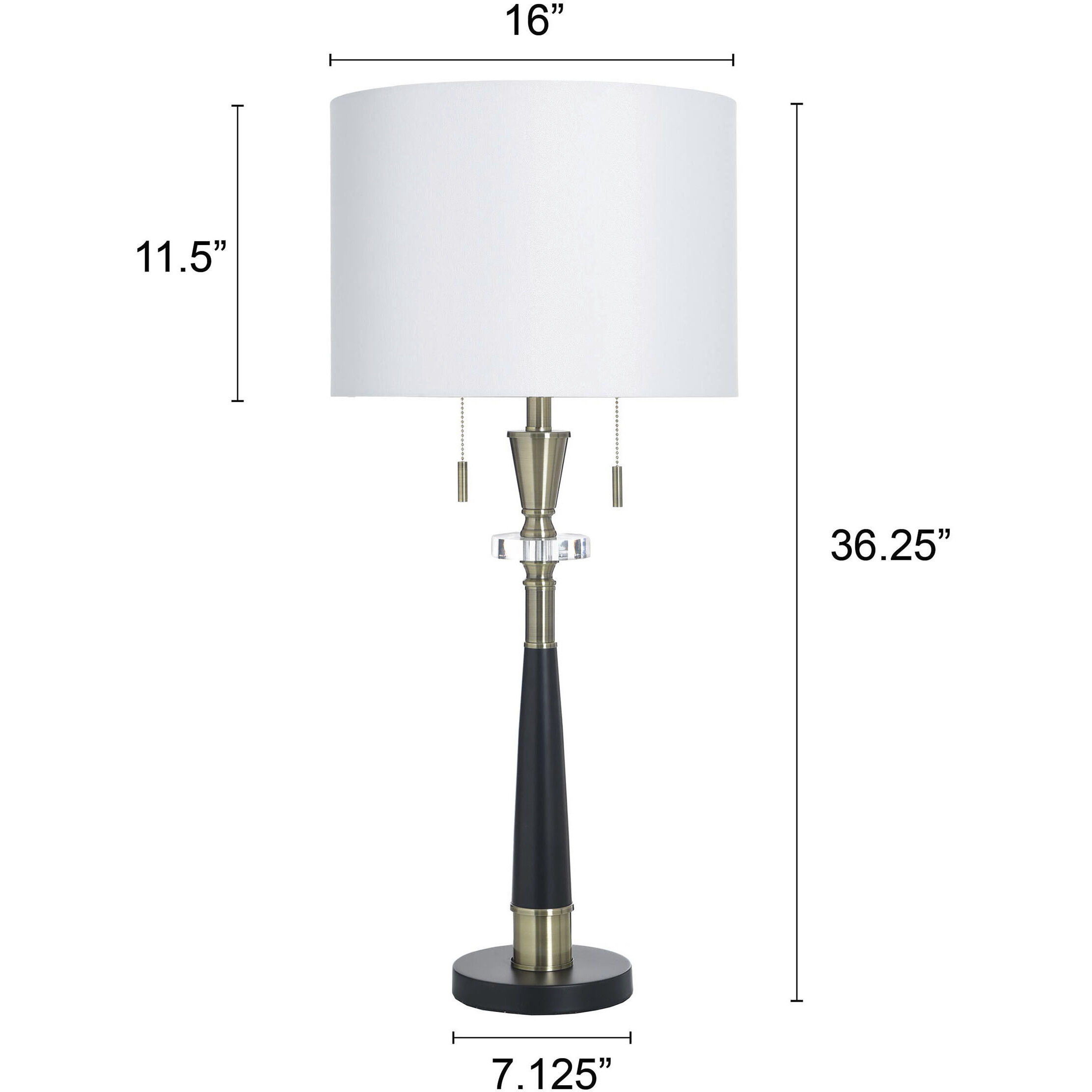 Steel 35.5 inch 60 watt Larson Gold and Black and White Table Lamp Portable Light