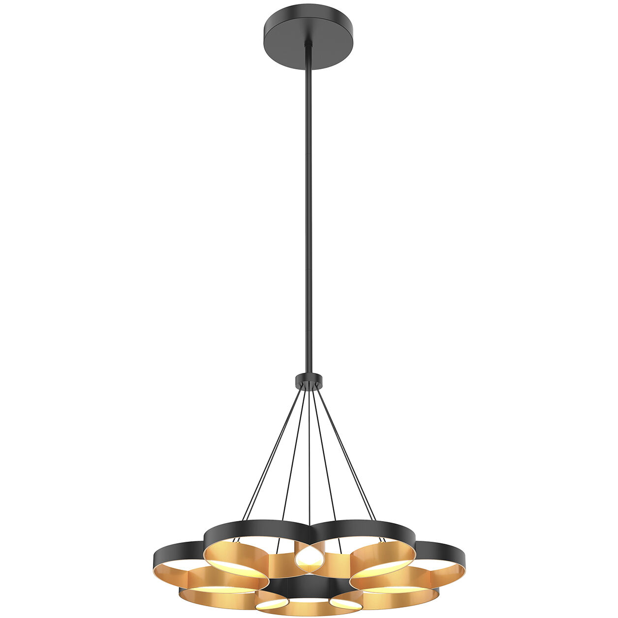 Maestro LED 25.75 inch Black/Gold Chandelier Ceiling Light in Black and Gold