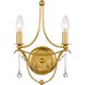 Metro 2 Light 10 inch Antique Gold Sconce Wall Light
