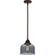 Nouveau 2 Bell LED 8 inch Oil Rubbed Bronze Mini Pendant Ceiling Light in Plated Smoke