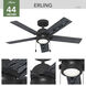 Erling 44 inch Matte Black with Salted Black/Matte Black Blades Ceiling Fan
