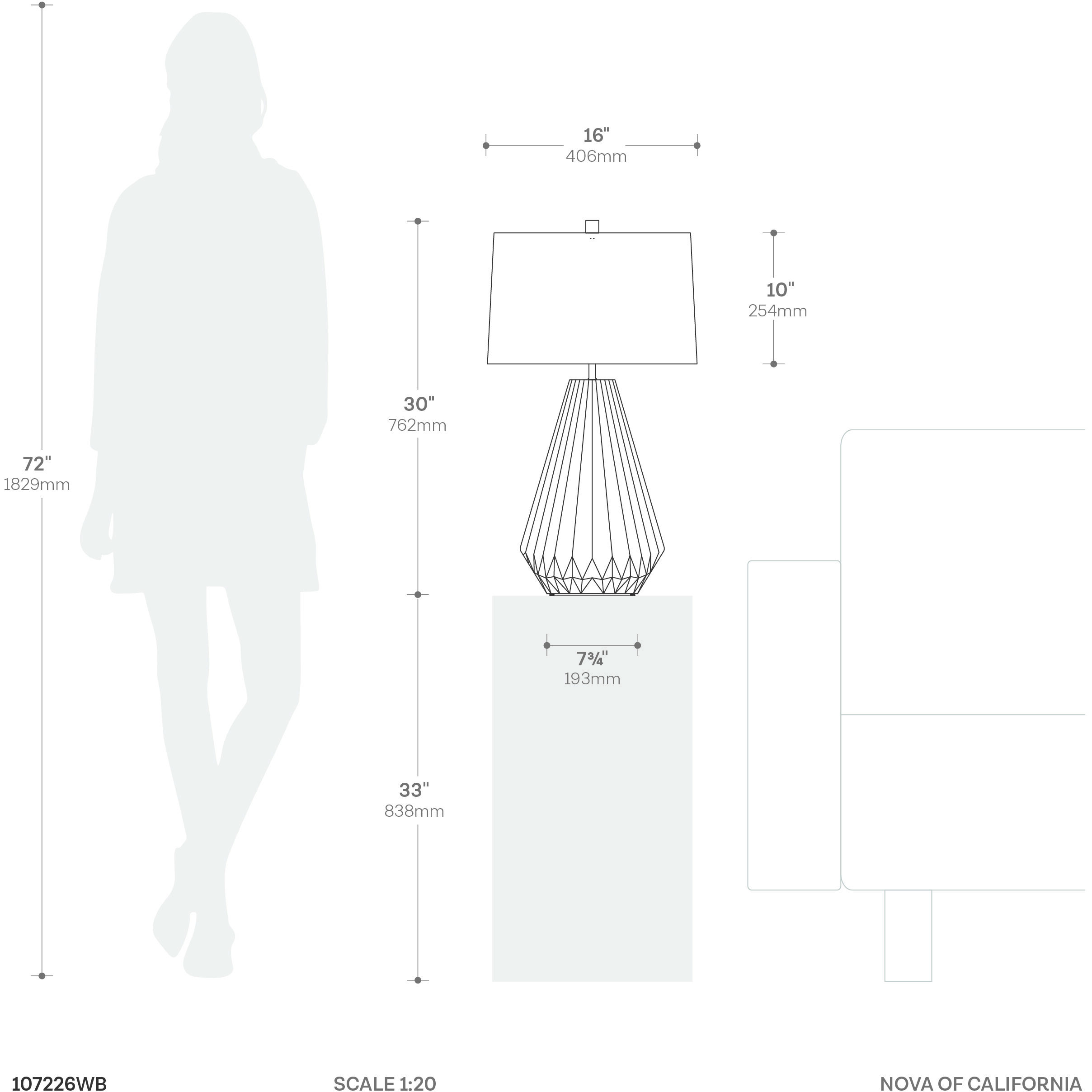 Concord 30 inch 100.00 watt Walnut and White with Weathered Brass Table Lamp Portable Light