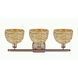 Woven Rattan 3 Light 28 inch Antique Copper Bath Vanity Light Wall Light