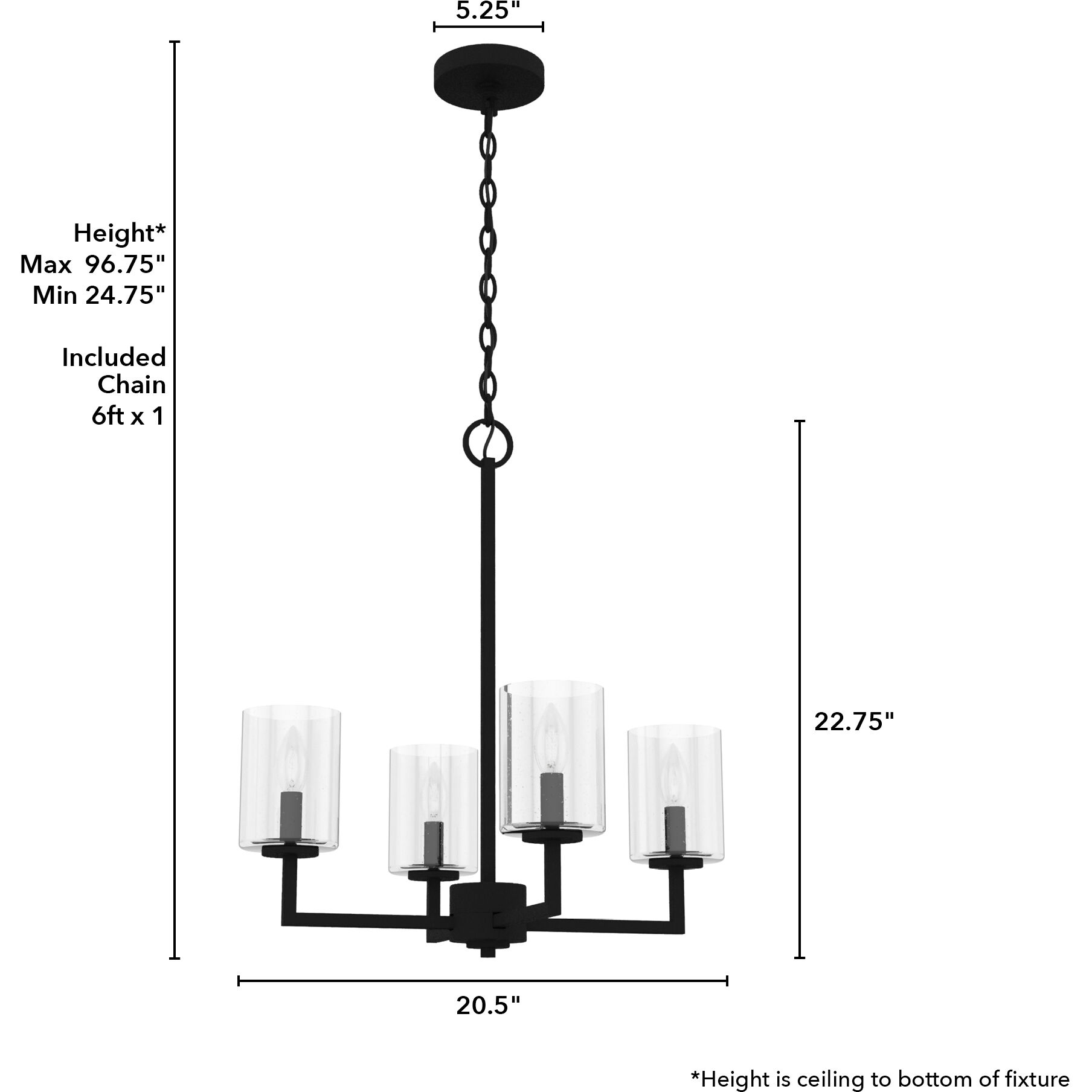 Kerrison 4 Light 20.5 inch Natural Black Iron Chandelier Ceiling Light