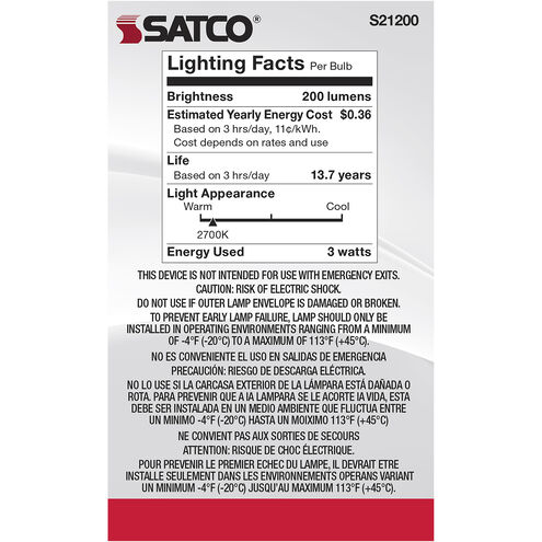 Lumos LED Candelabra Candelabra 3.00 watt 2700K LED Filament