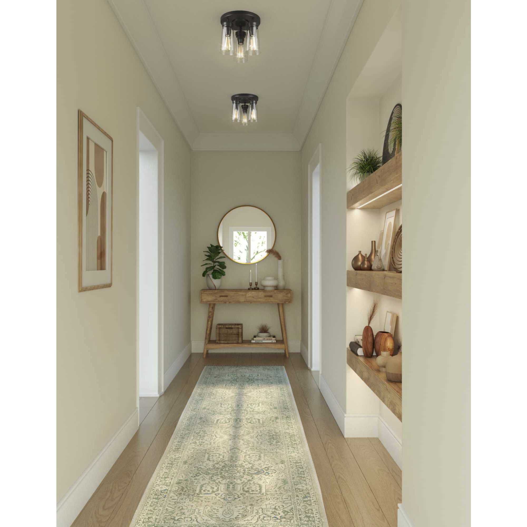 Stockbrace 3 Light 13 inch Matte Black Flush Mount Ceiling Light