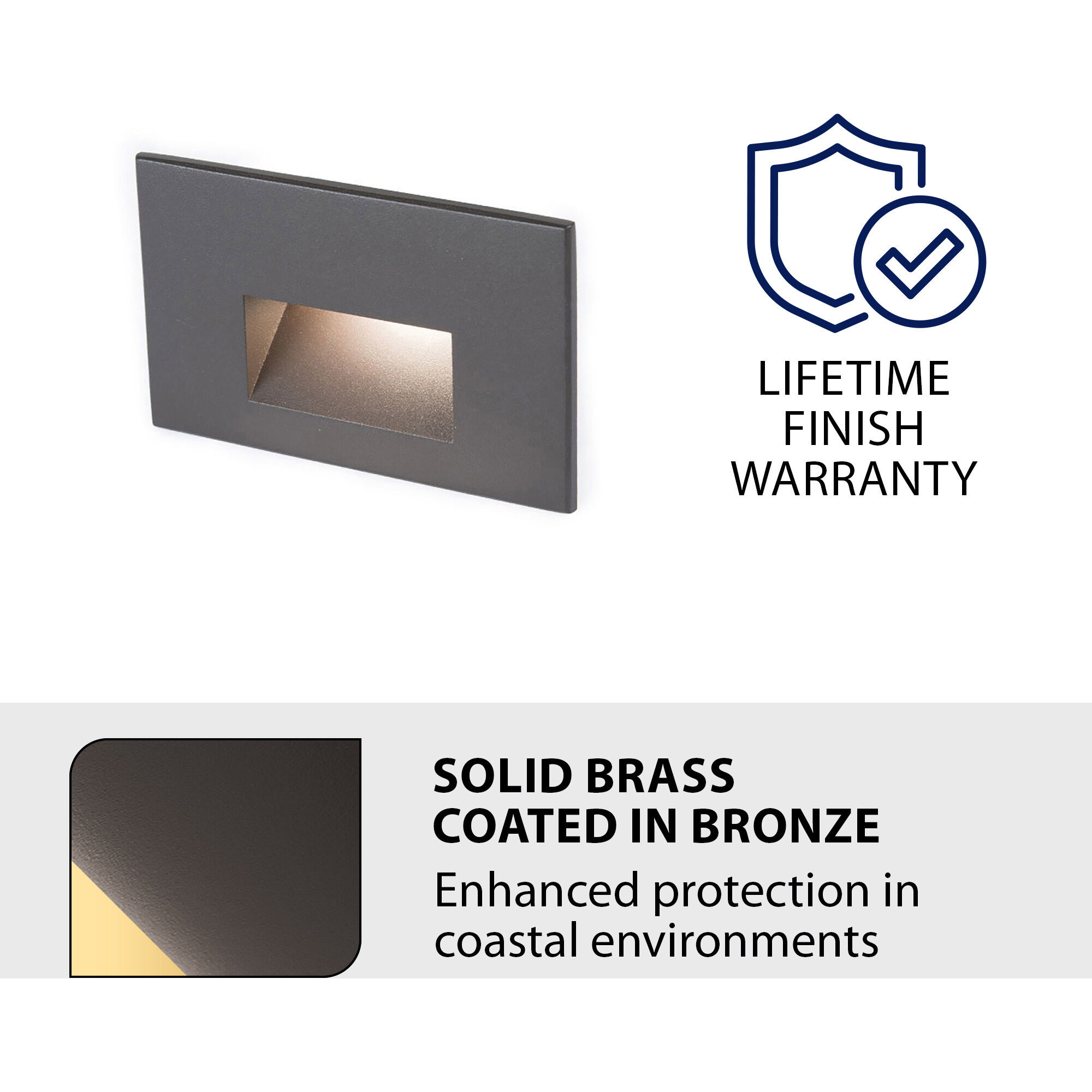 Tyler 12 2 watt Solid Brass Coated in Bronze Step and Wall Lighting in 2700K, Bronzed Brass, WAC Landscape