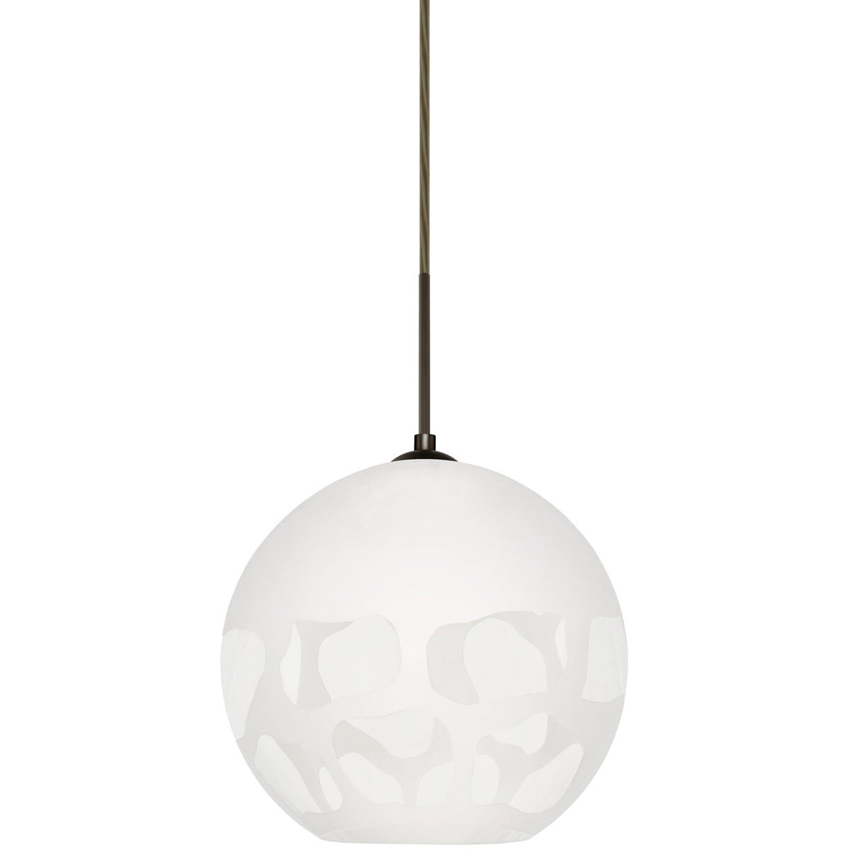 Rocky LED 10 inch Bronze Cord Pendant Ceiling Light in White Glass