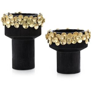 Golden Disc 11.25 X 9 inch Vases, Set of 2