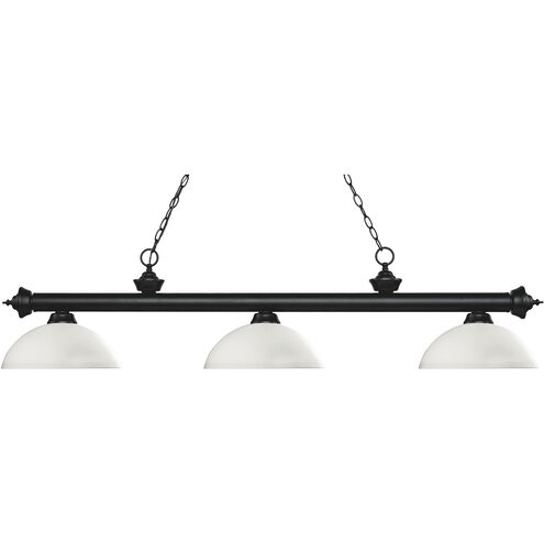 Riviera 3 Light 56.5 inch Matte Black Billiard Ceiling Light in 15.9, Matte Opal Glass