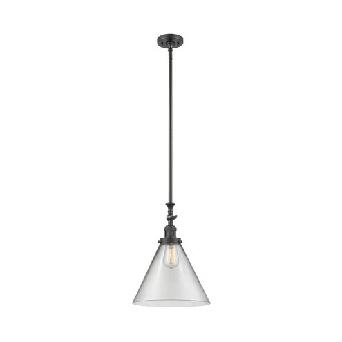 Franklin Restoration X-Large Cone LED 12 inch Oil Rubbed Bronze Mini Pendant Ceiling Light in Clear Glass, Franklin Restoration