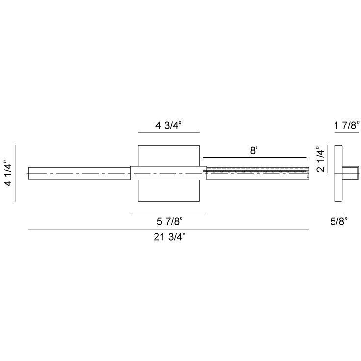 Lineare LED 21.75 inch Matte Black and Chrome Wall Sconce Wall Light