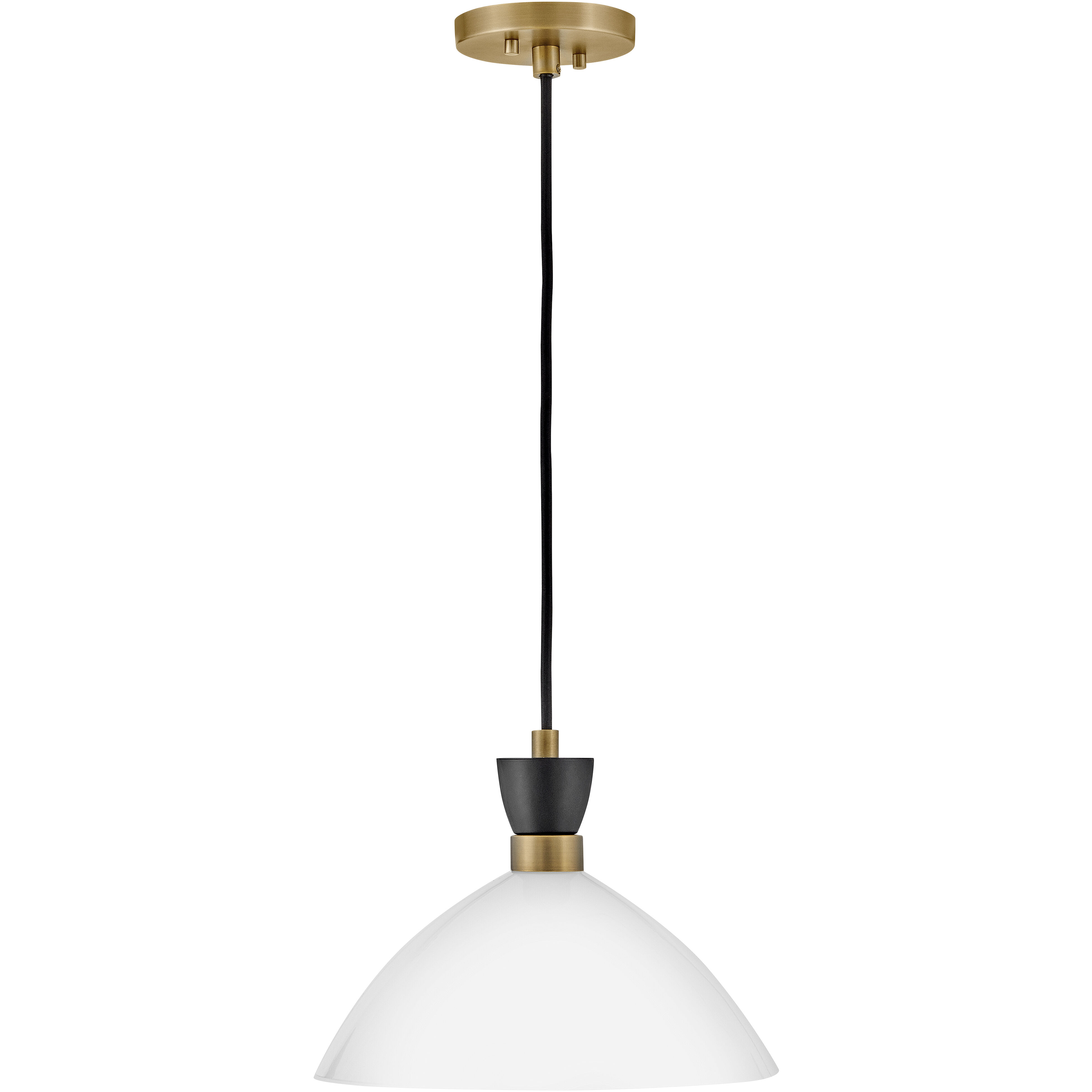 Simon 1 Light 13 inch Black with Heritage Brass Pendant Ceiling Light in Cased Opal