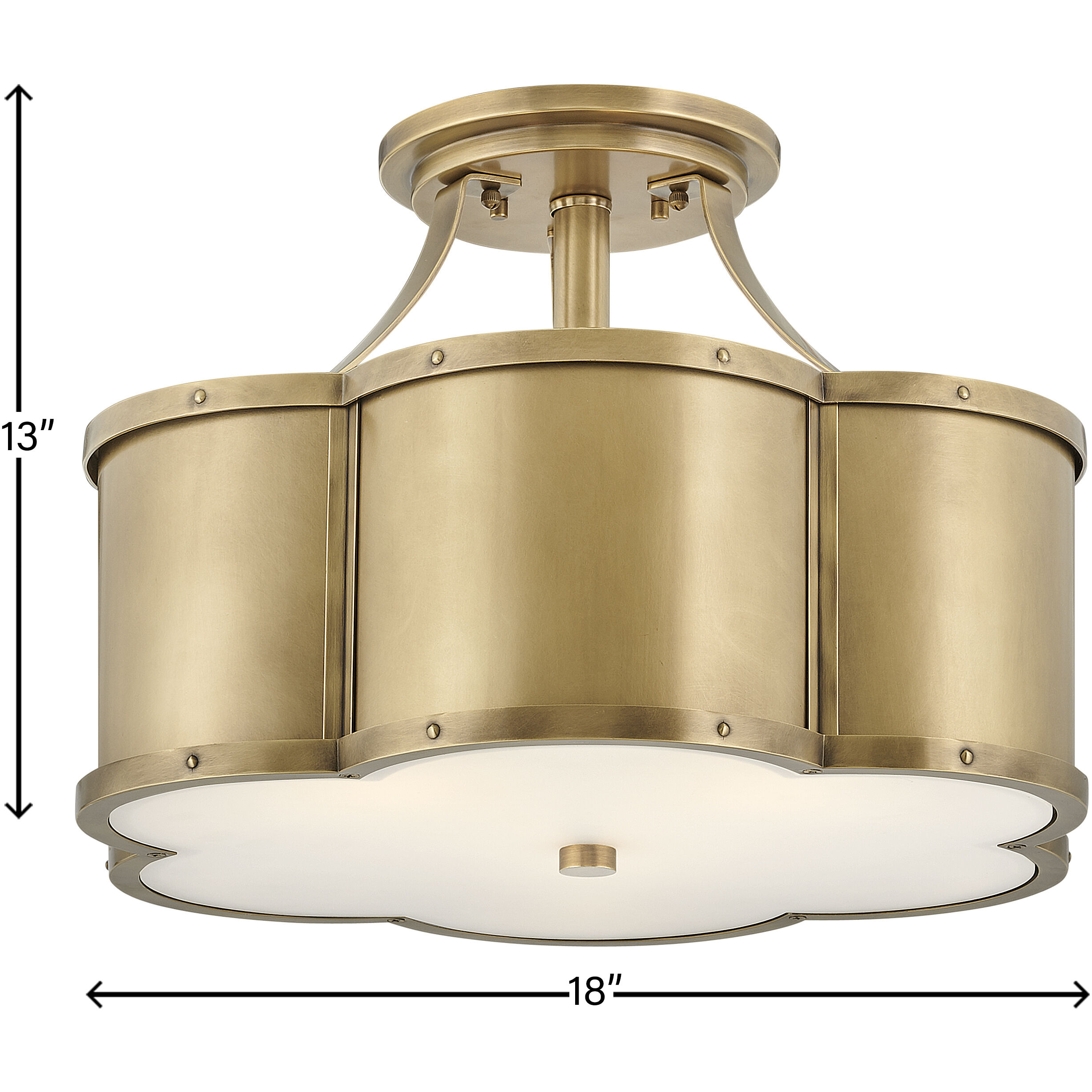 Chance 3 Light 18 inch Heritage Brass Indoor Semi-Flush Mount Ceiling Light