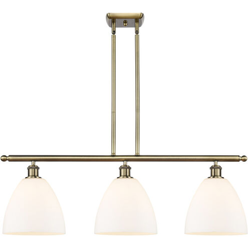 Ballston Dome LED 36 inch Antique Brass Island Light Ceiling Light in Matte White Glass