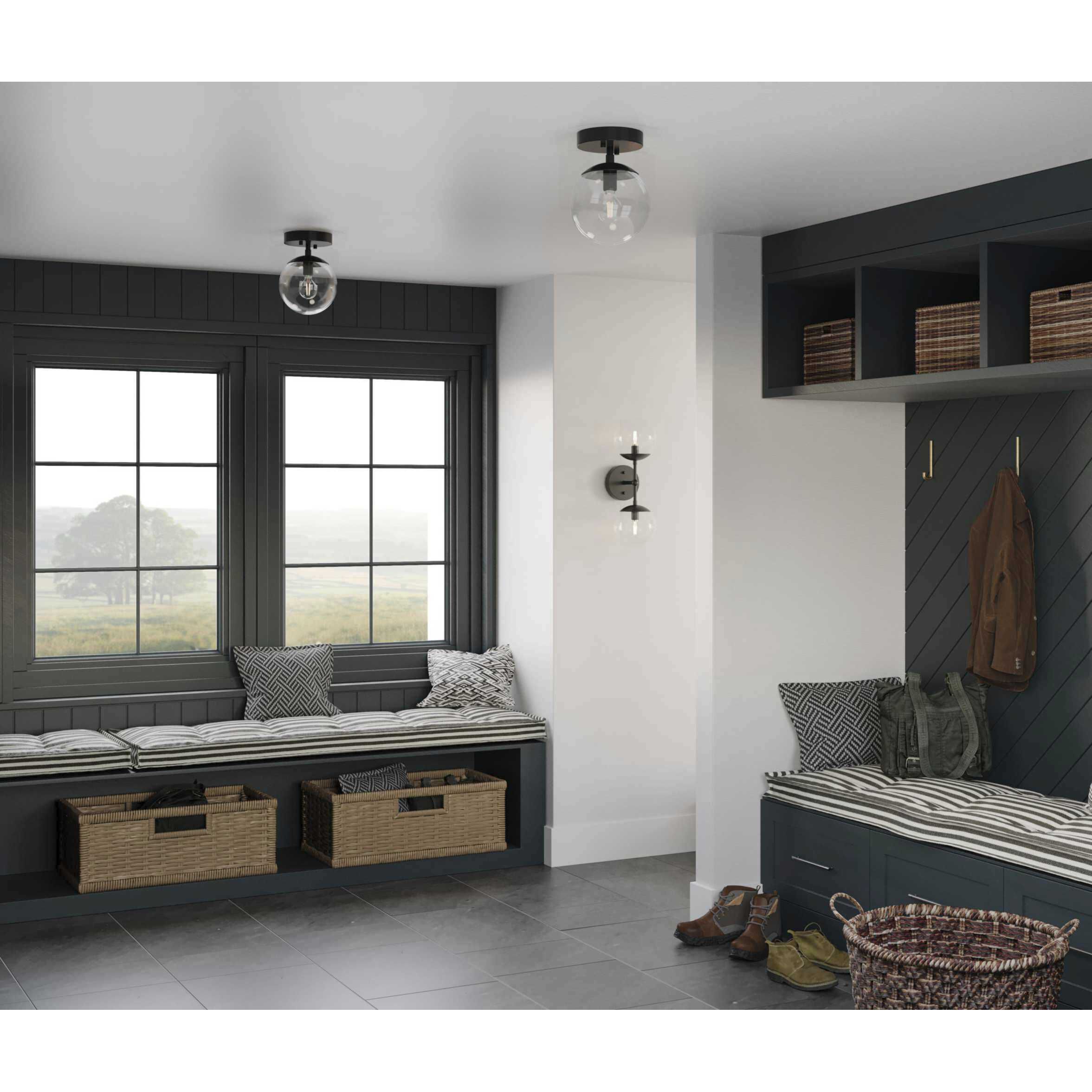 Atwell 1 Light 5.87 inch Matte Black Semi-flush Ceiling Light