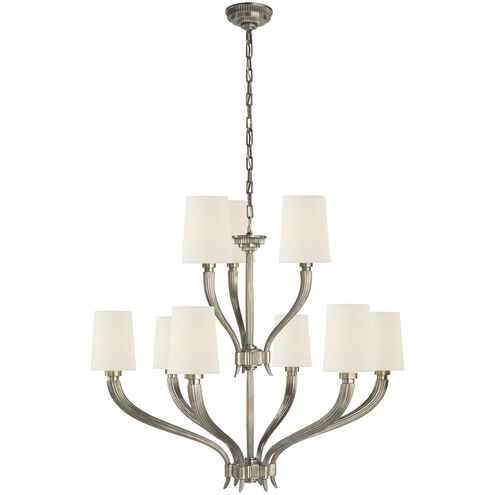 Chapman & Myers Ruhlmann 9 Light 35 inch Antique Nickel 2-Tier Chandelier Ceiling Light in Linen