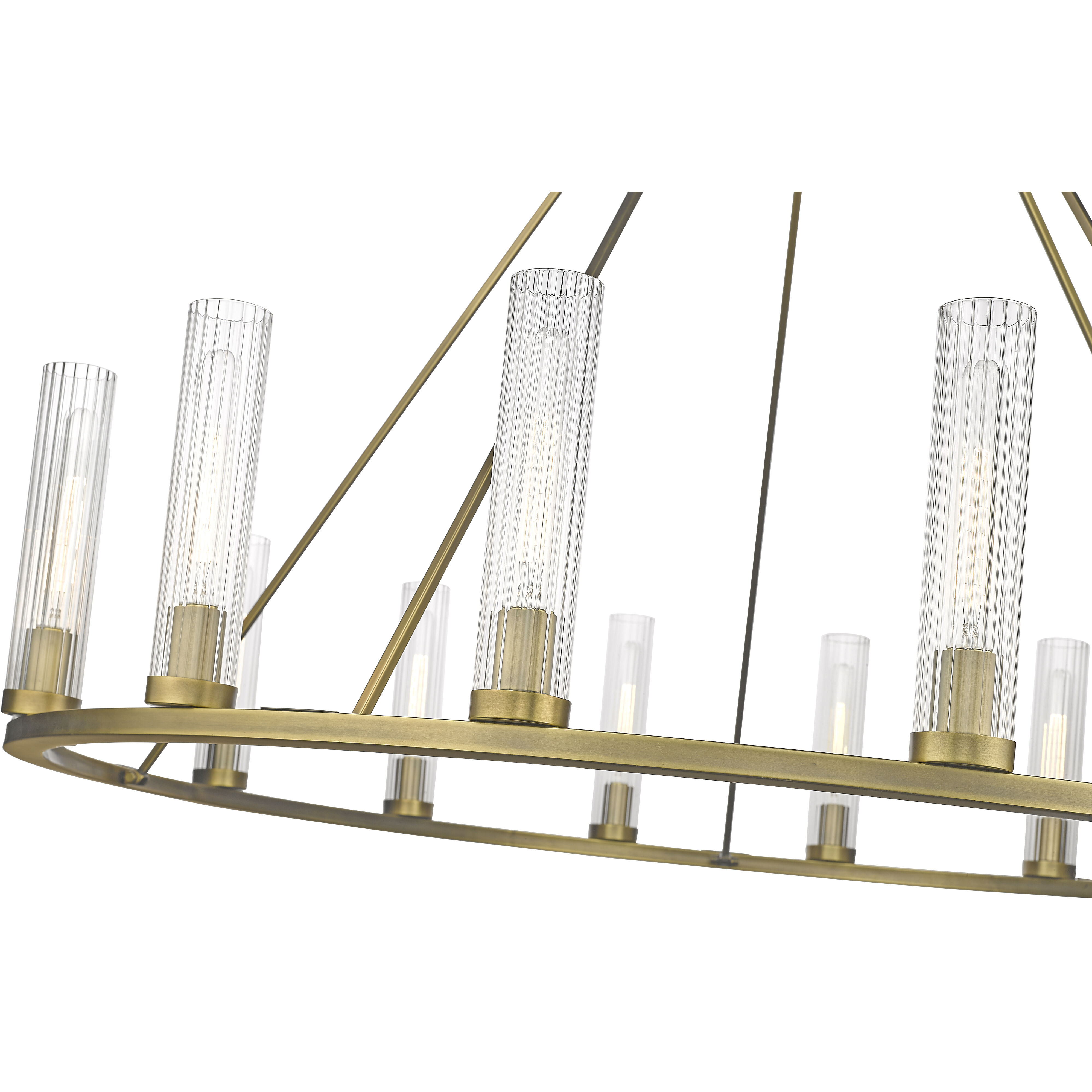 Beau 15 Light 60 inch Rubbed Brass Chandelier Ceiling Light
