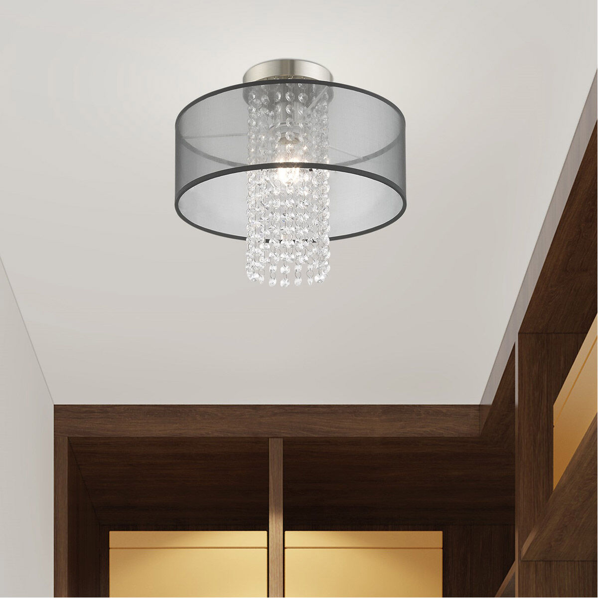 Bella Vista 1 Light 13 inch Brushed Nickel Semi-Flush Mount Ceiling Light