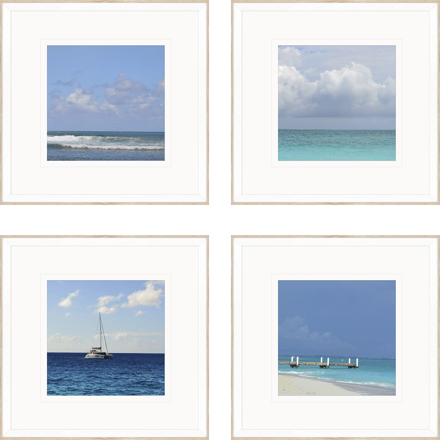 Ocean Adventures Blue and Beige and Turquoise and White Framed Art