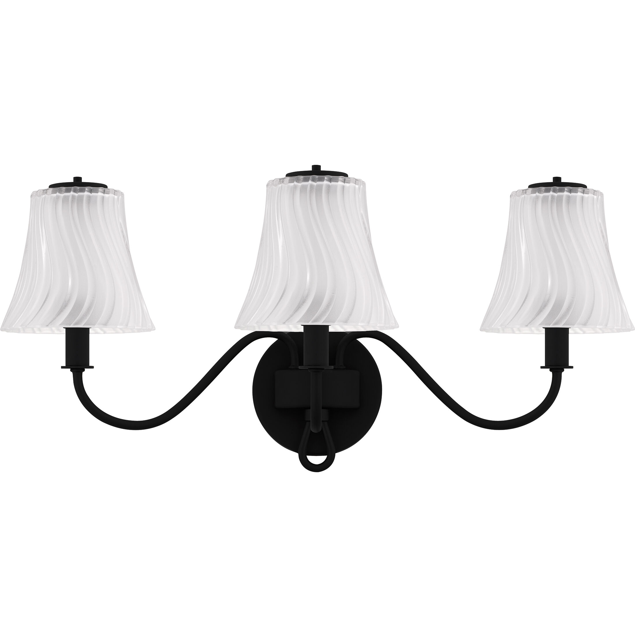 McKinney 3 Light 23 inch Matte Black Bath Light Wall Light