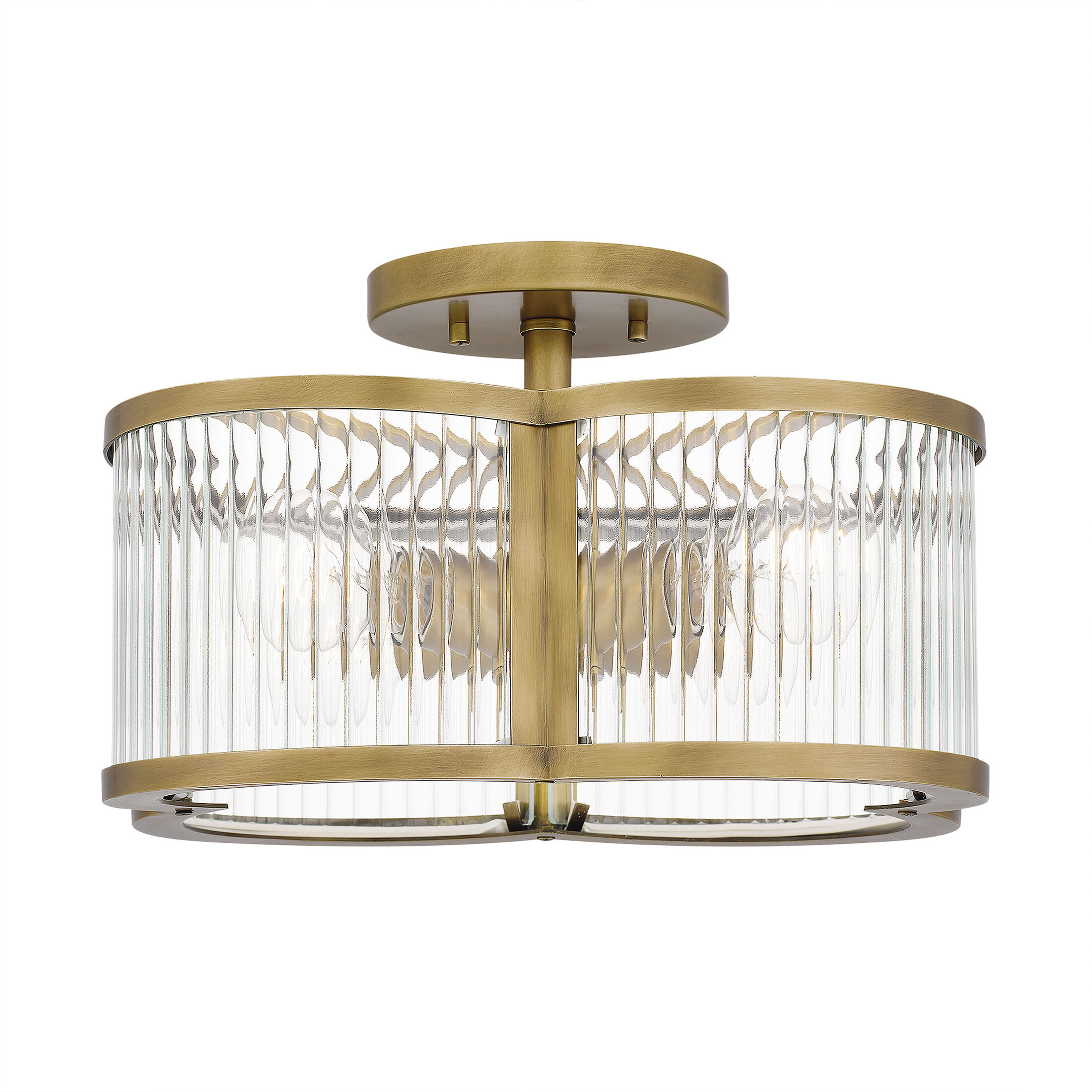 Aster 4 Light 15 inch Weathered Brass Semi-Flush Mount Ceiling Light