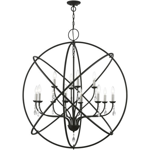Aria 12 Light 40 inch Black with Brushed Nickel Finish Candles Grande Foyer Chandelier Ceiling Light