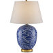 Nami 31 inch 150 watt Blue and White with Gold Leaf Table Lamp Portable Light