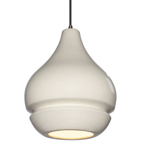 Radiance Collection 1 Light 8 inch Dark Bronze and White Crackle and Black Pendant Ceiling Light