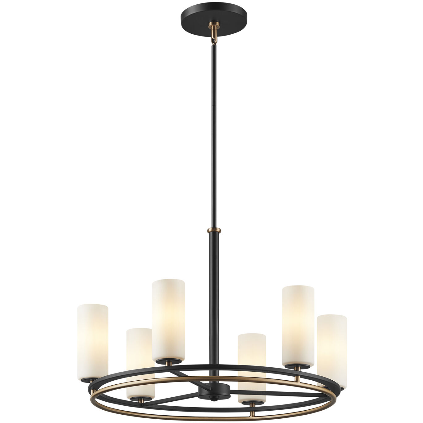 Fusion Collection - Tilburg Family 6 Light 26.5 inch Matte Black and Brass Chandelier Ceiling Light in 26.5" D x 26.5" W x 17" H, EVOLV