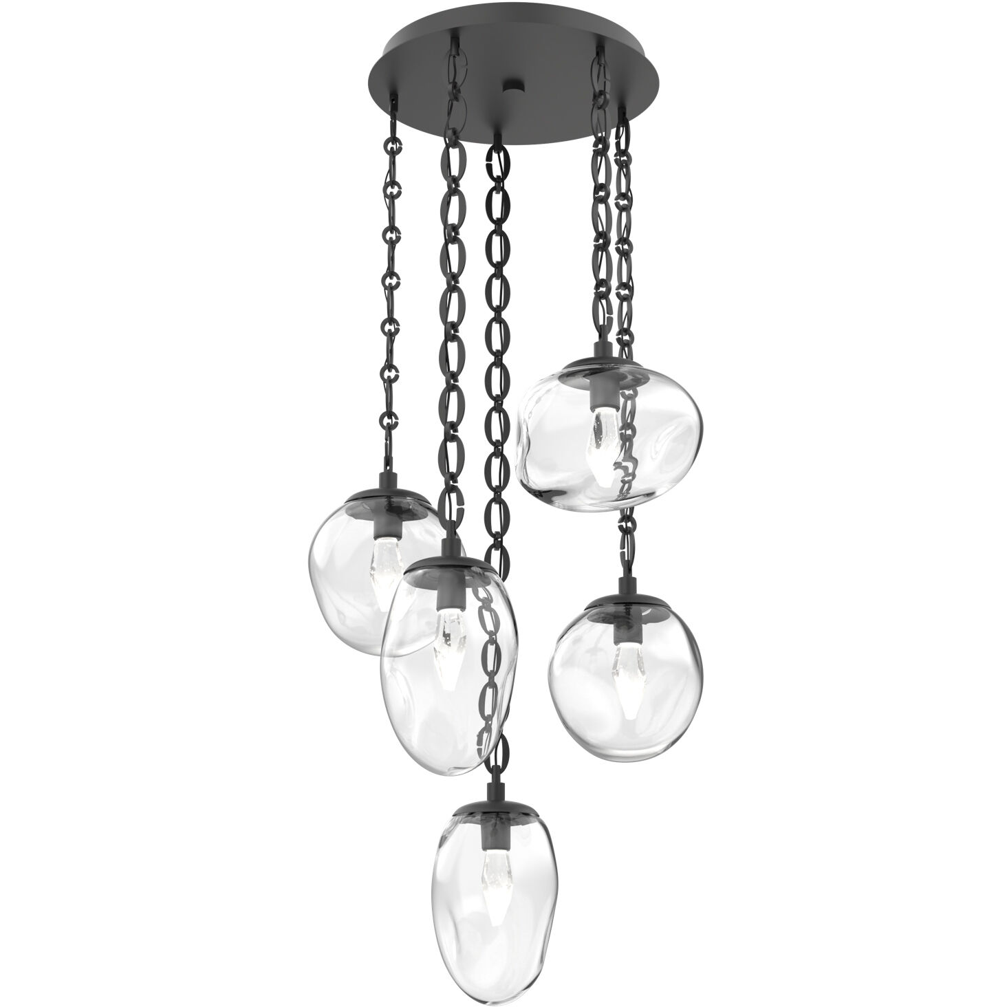 Cosmos LED 24.3 inch Matte Black Multi-Pendant Ceiling Light in Clear, 2700K LED, Oval Chain
