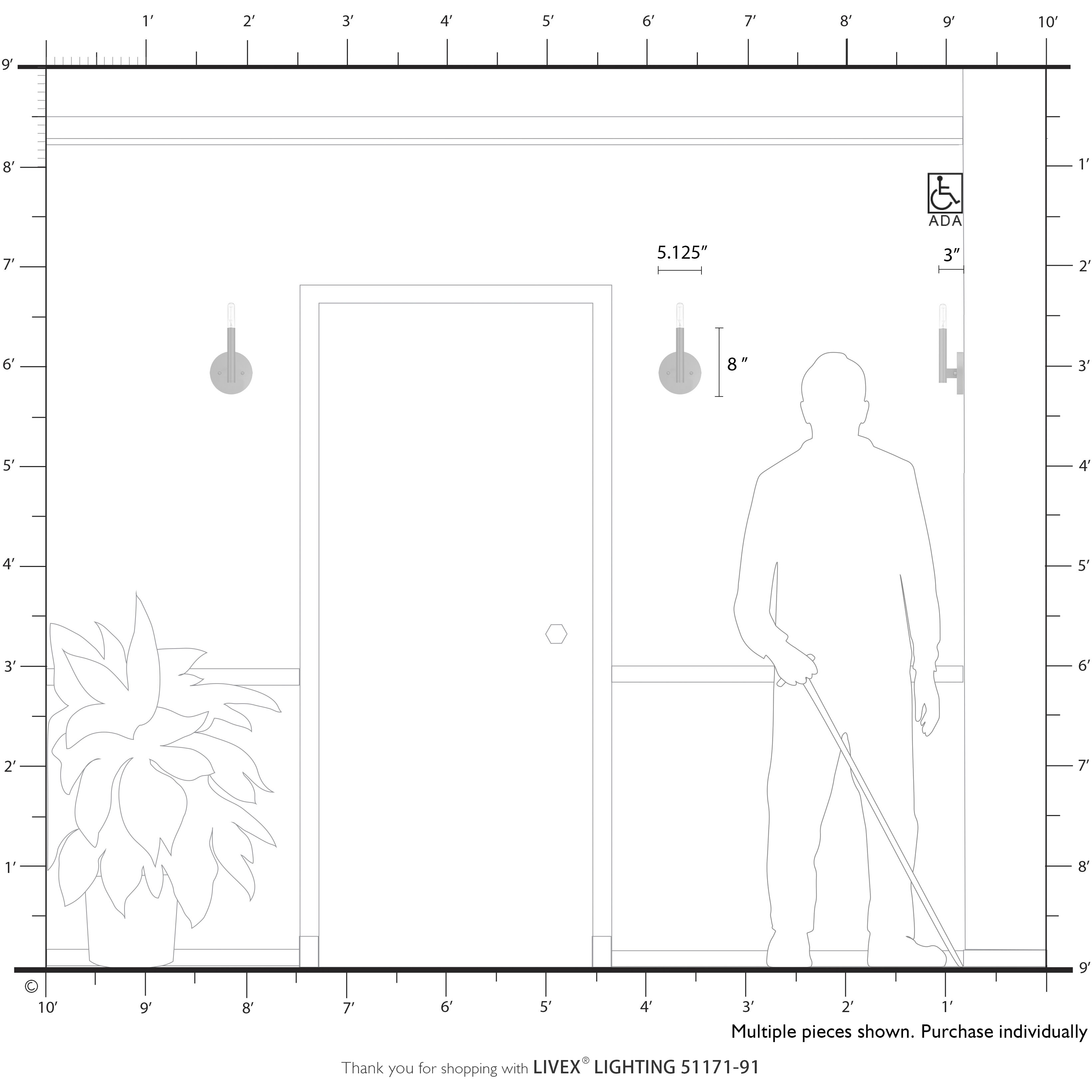 Copenhagen 1 Light 5.13 inch Brushed Nickel ADA Wall Sconce Wall Light, Single