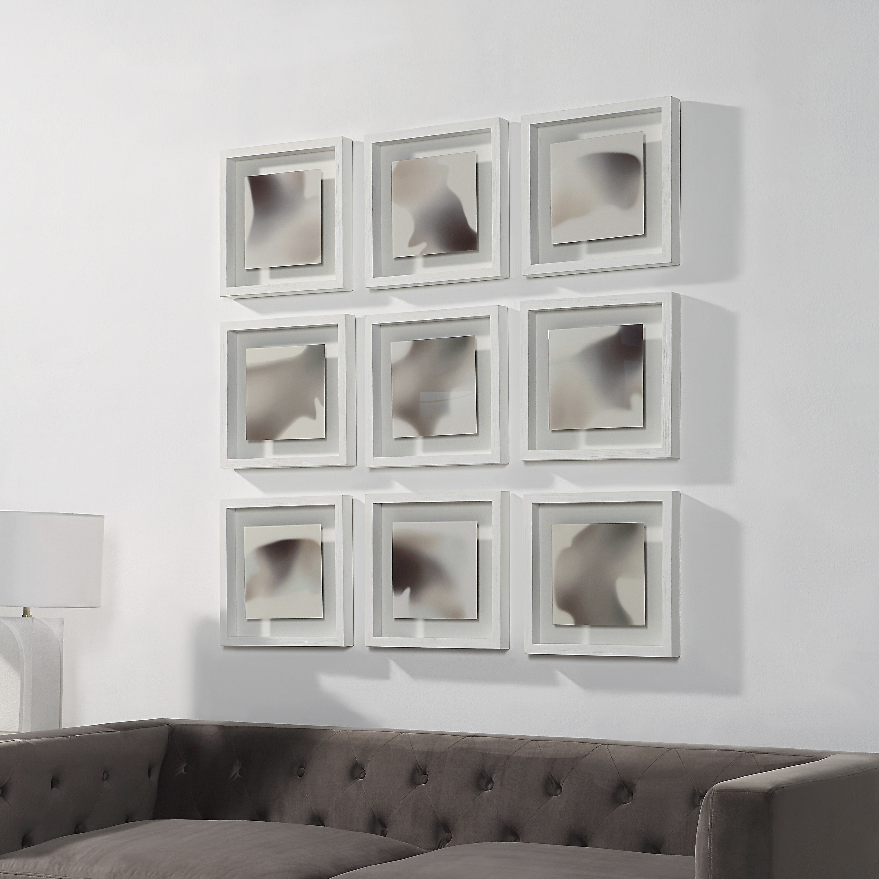 Harding White and Beige and Grey and Green Wall Decor, Set of 9