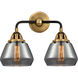 Nouveau 2 Fulton LED 14.75 inch Black Antique Brass Bath Vanity Light Wall Light in Plated Smoke Glass