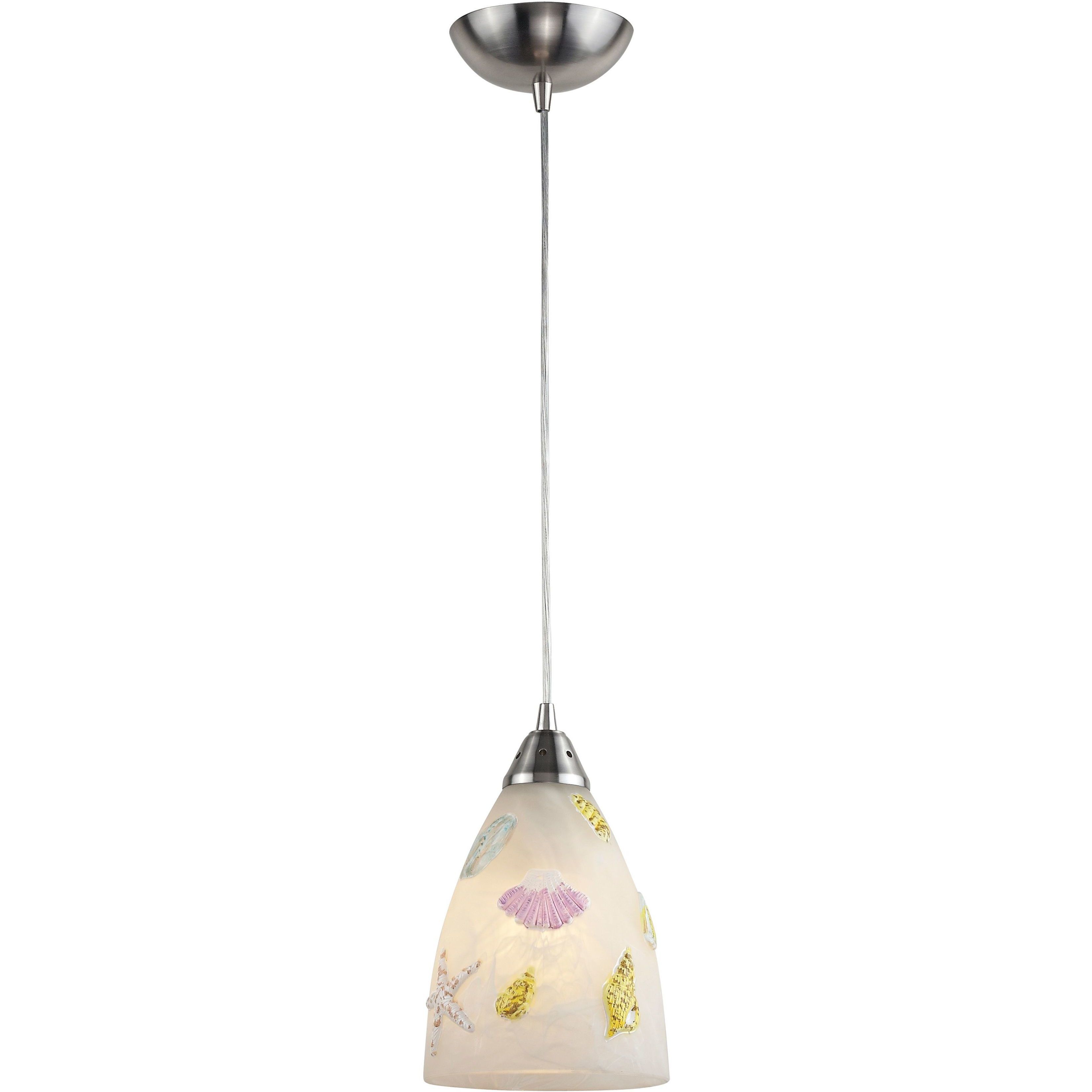 Seashore 1 Light 7 inch Satin Nickel Pendant Ceiling Light