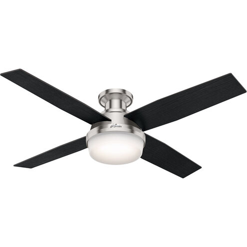 Dempsey 52 inch Brushed Nickel with Black Oak/Chocolate Oak Grain Blades Ceiling Fan, Low Profile