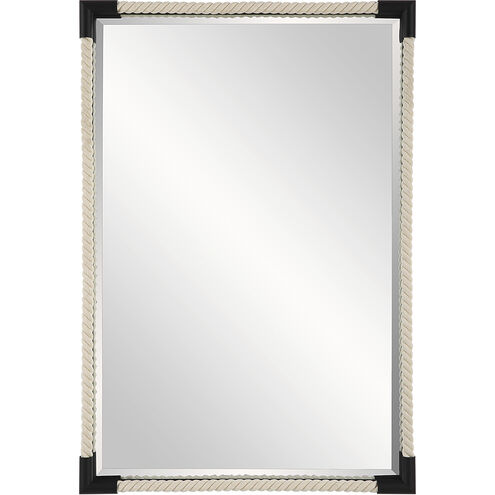 Marina 35.5 X 23.75 inch White Cotton Rope and Matte Black Mirror