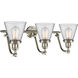 Franklin Restoration Small Cone 3 Light 28 inch Brushed Satin Nickel Bath Vanity Light Wall Light in Clear Glass, Franklin Restoration