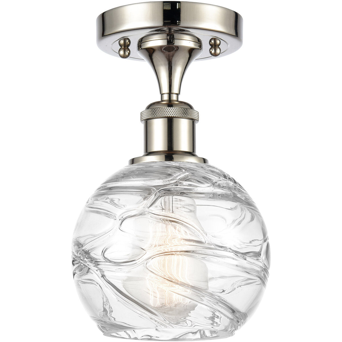 Ballston Small Deco Swirl LED 6 inch Polished Nickel Semi-Flush Mount Ceiling Light, Ballston