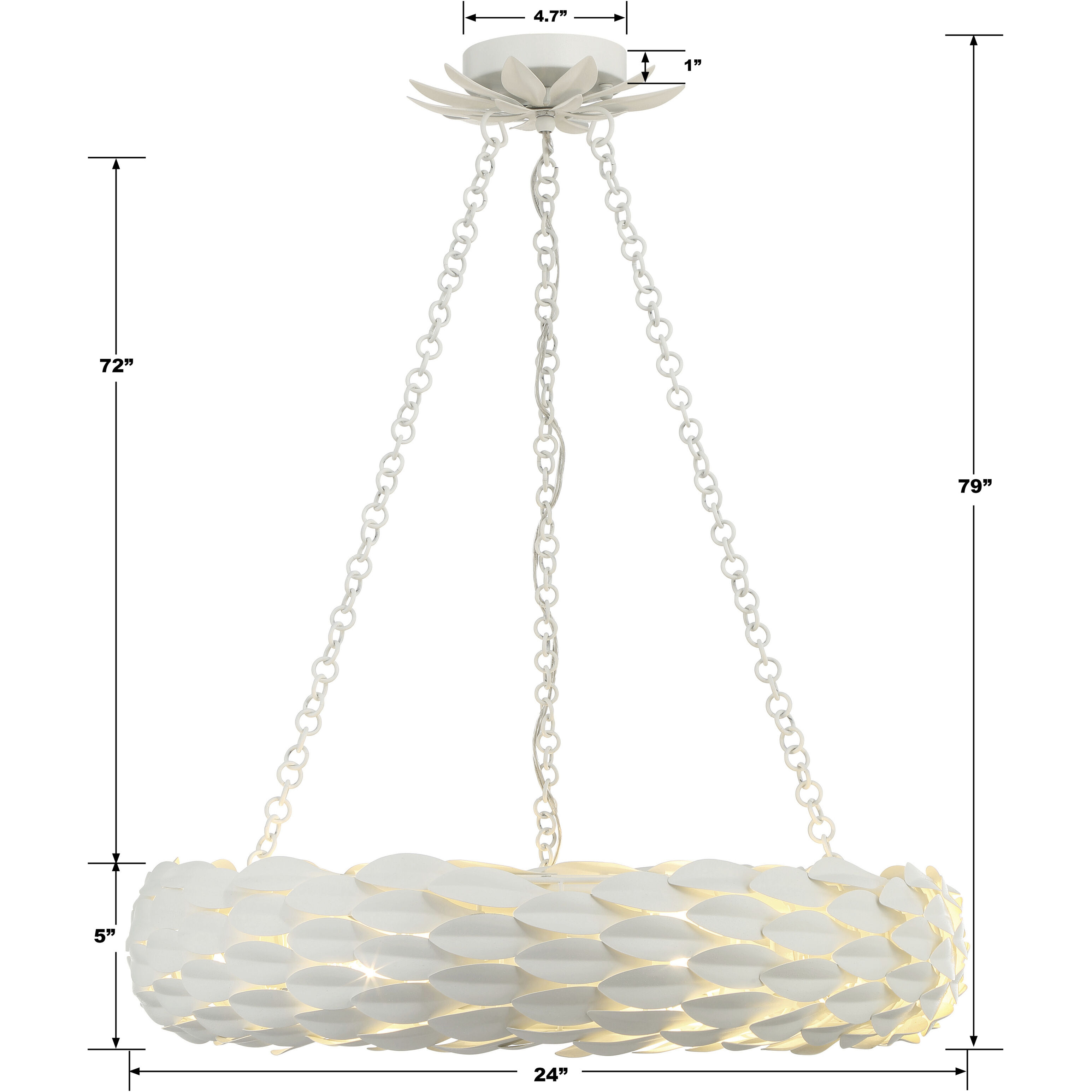 Broche 6 Light 24 inch Matte White Chandelier Ceiling Light