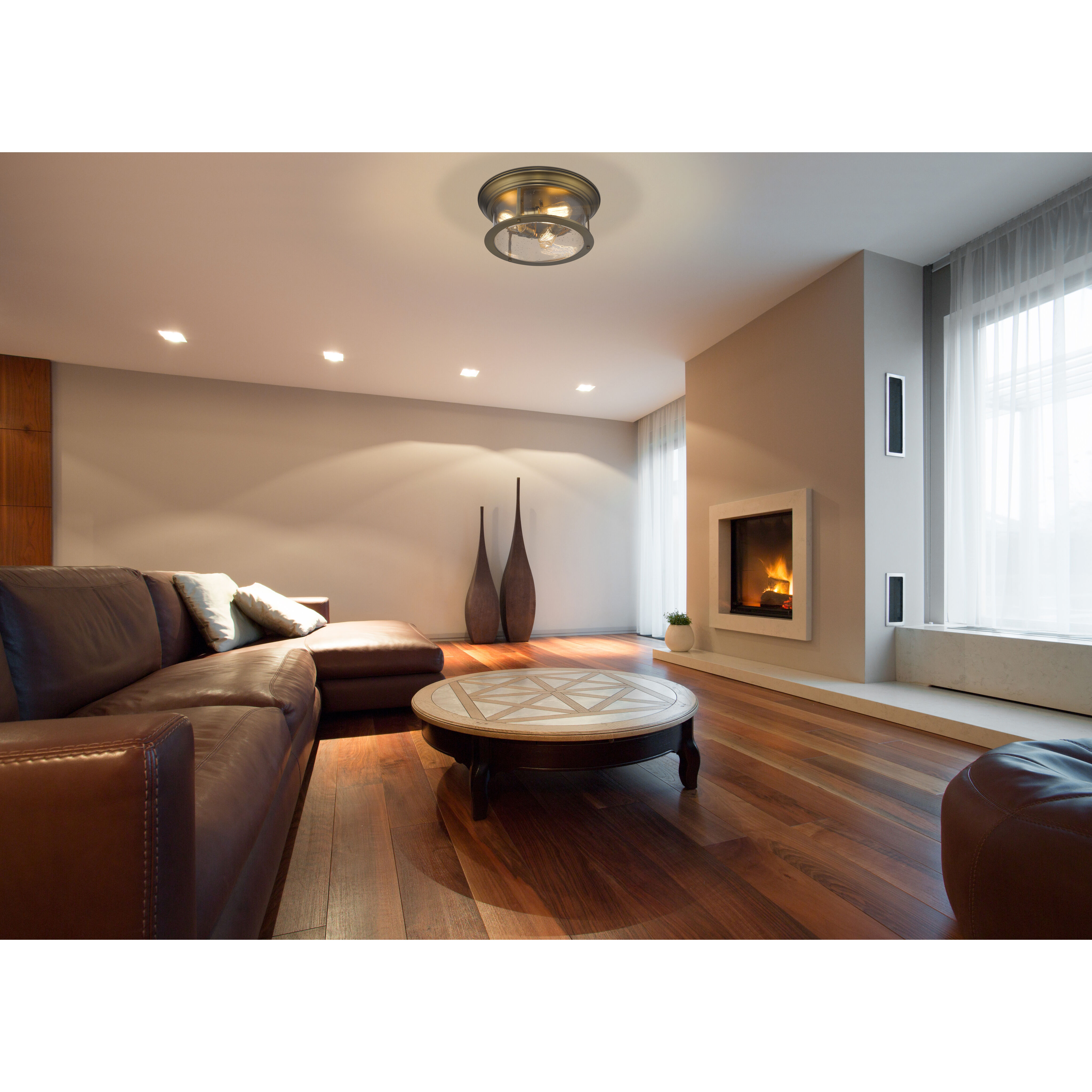 Sonna 3 Light 15.5 inch Heritage Brass Flush Mount Ceiling Light