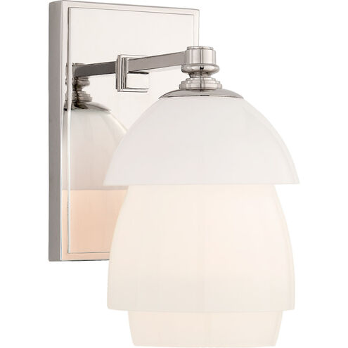 Visual Comfort Thomas O'Brien Whitman 1 Light 5 inch Polished Nickel Bath Sconce Wall Light in White Glass TOB2111PN-WG - Open Box