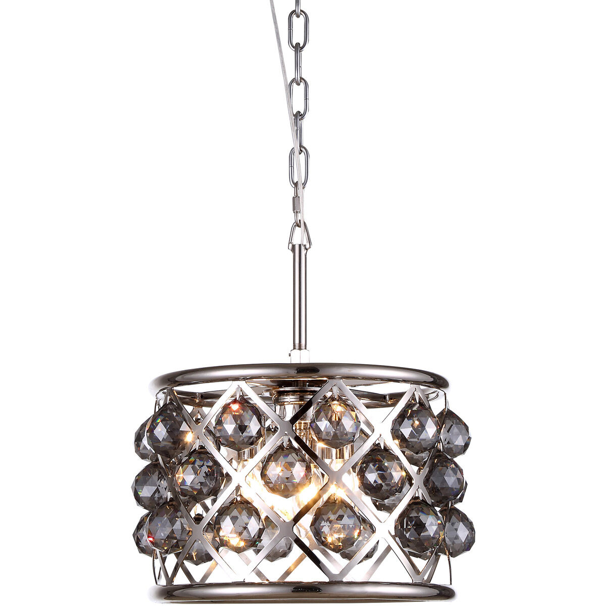 Madison 3 Light 12 inch Polished Nickel Pendant Ceiling Light in Silver Shade, Faceted Royal Cut, Urban Classic