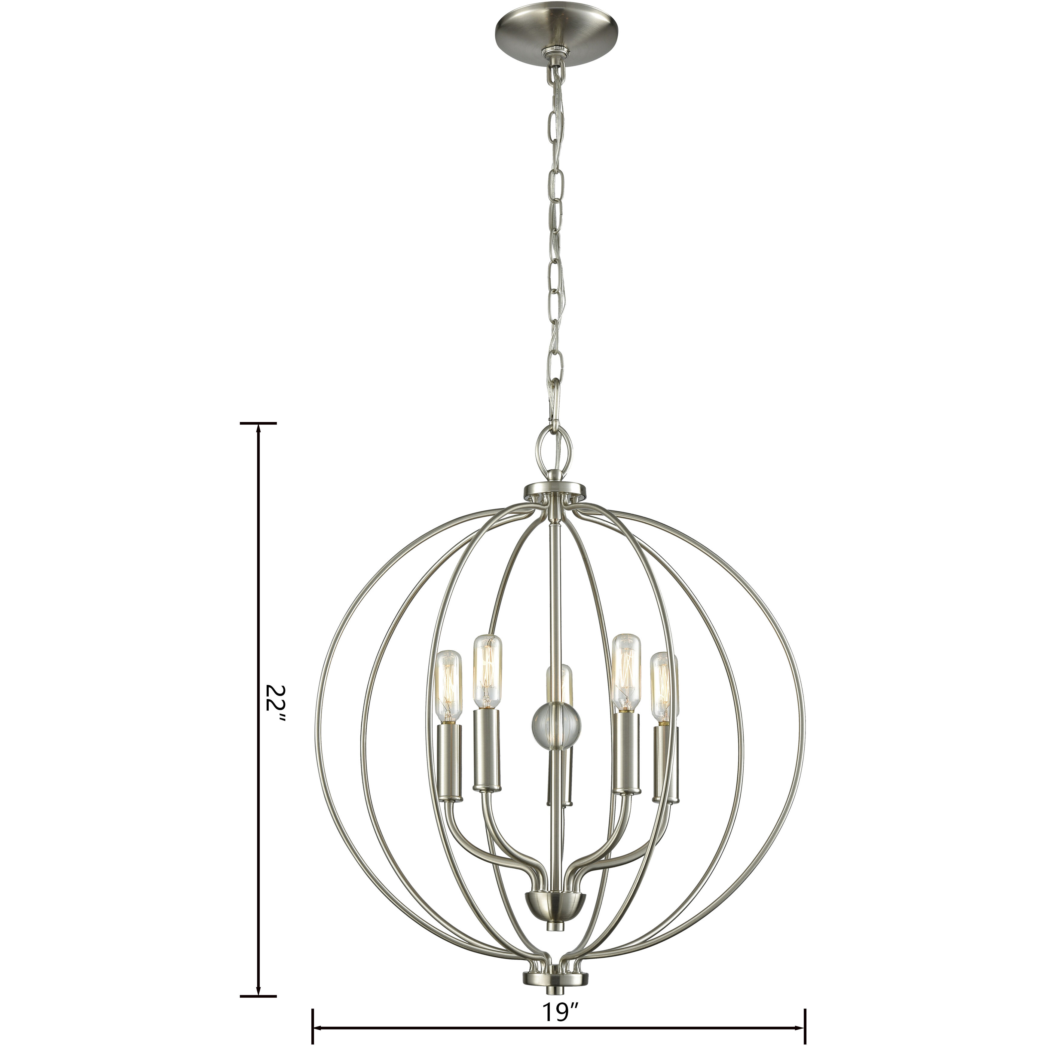 Williamsport 5 Light 19 inch Brushed Nickel Chandelier Ceiling Light