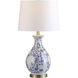 Isando 25.5 inch 100.00 watt White and Blue with Antique Brass Table Lamp Portable Light
