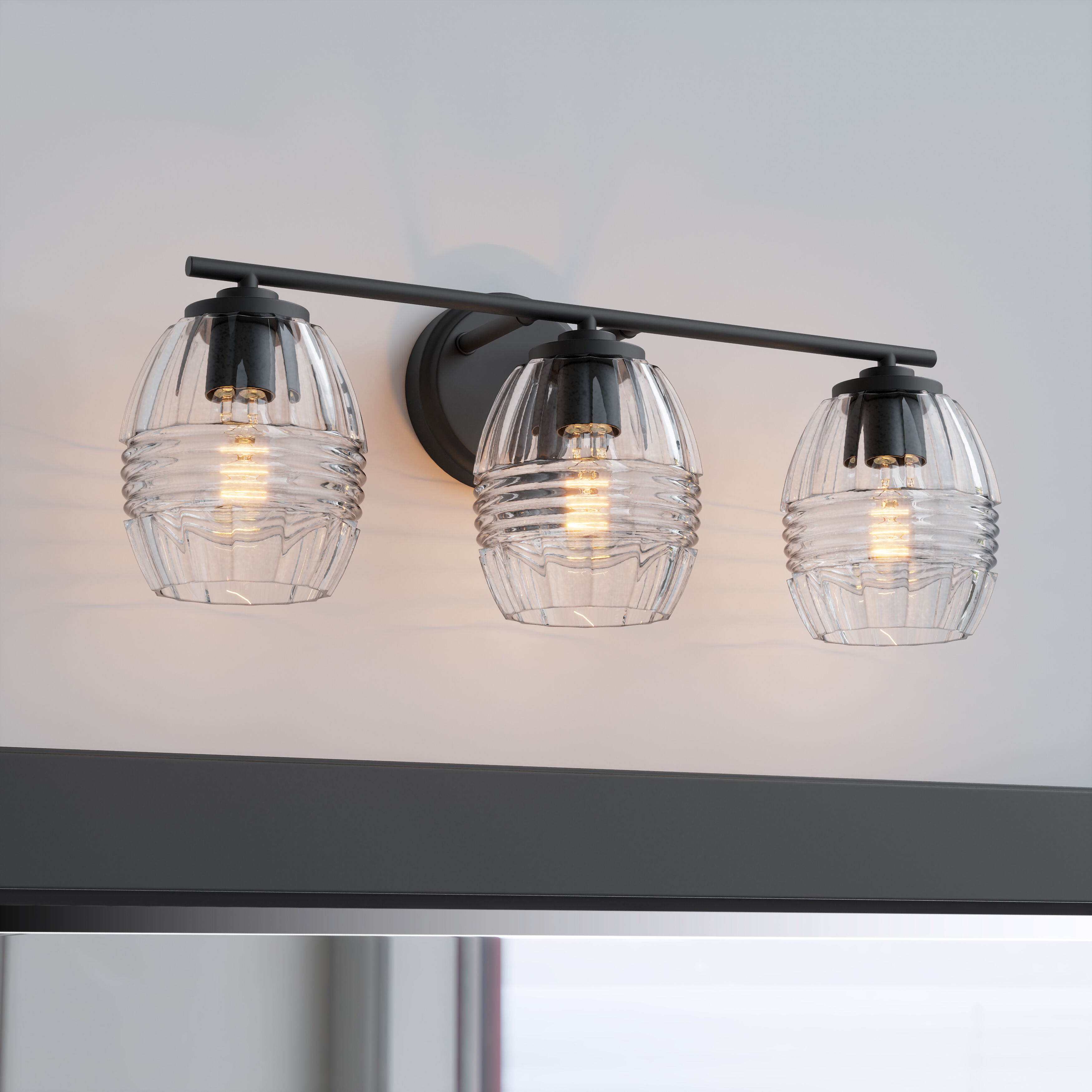 Miravelle 3 Light 22.25 inch Matte Black Bathroom Vanity Light Wall Light